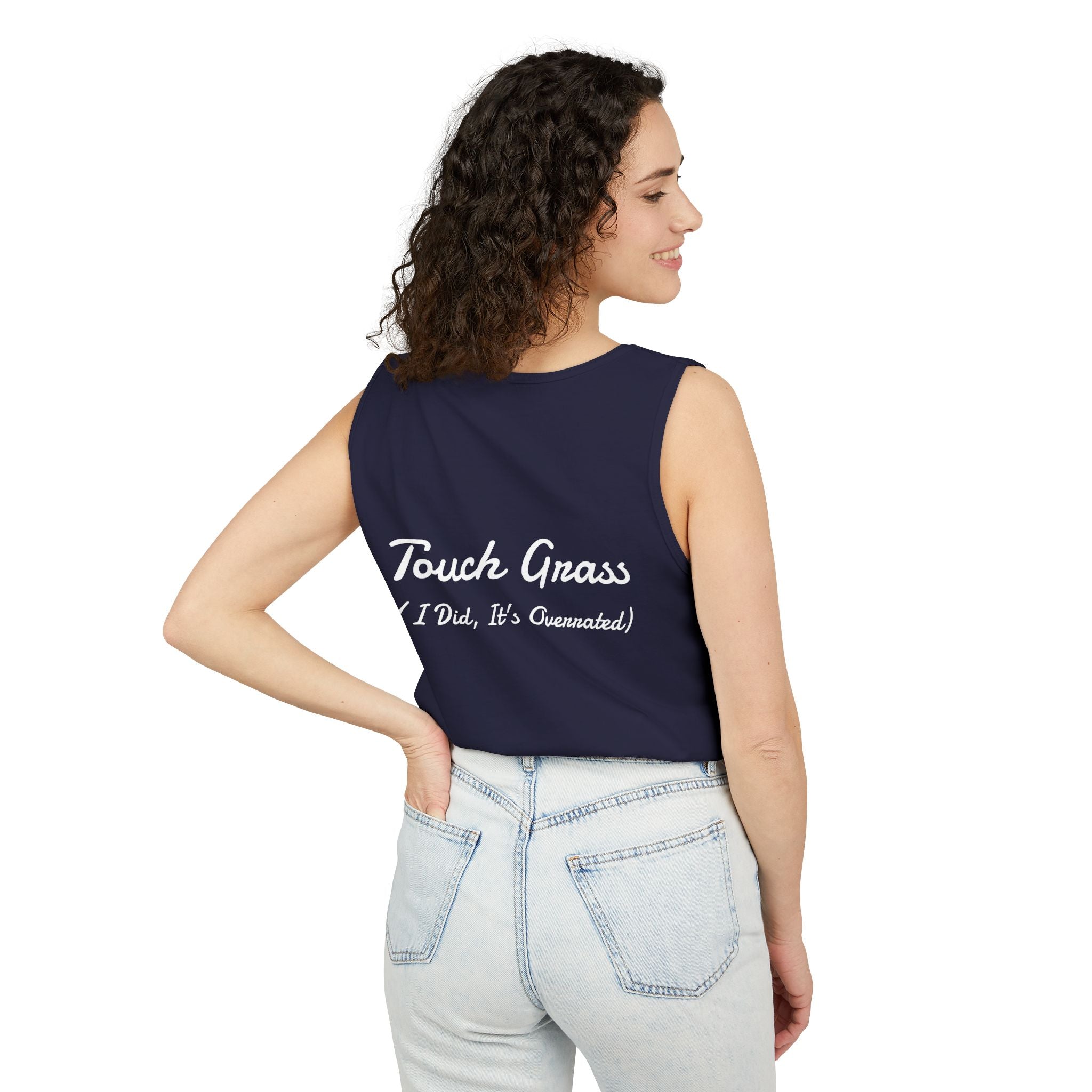 Tank Top — 'Touch Grass (I Did, It's Overrated)' Cute Streetwear Graphic