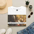 T‑Shirt — 'Courage isn't the absence of pain' Floral Mandalorian Tribute