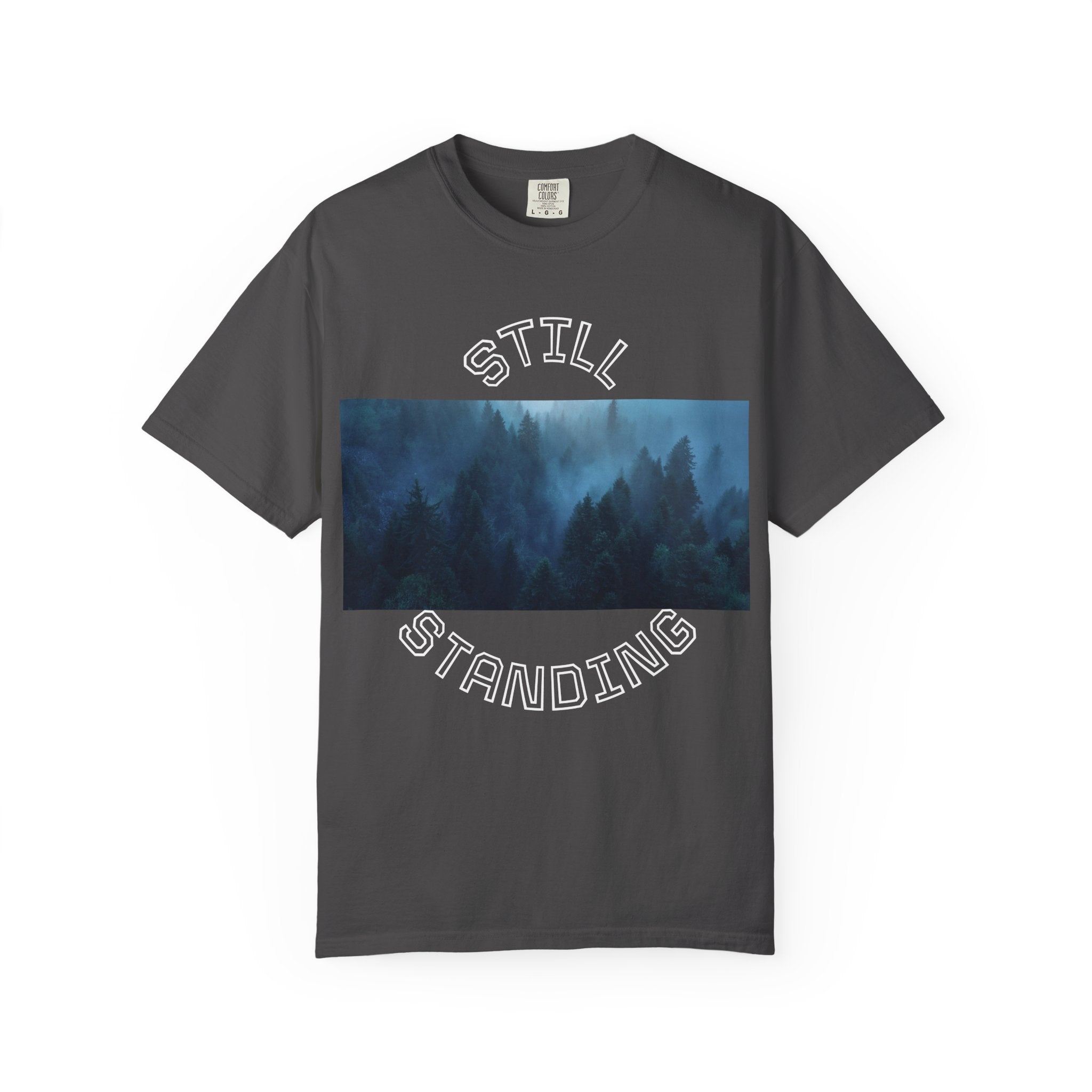 希少 MASSES T-SHIRT L/S E-POPPY NAVY Lone Wolf Garment-Dyed Mountain Graphic T-Shirt | Made to Order