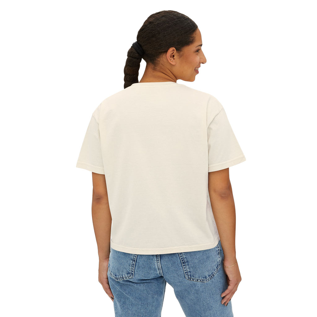 Minimalist Women's Boxy Tee — Vertical Line Geometric Graphic