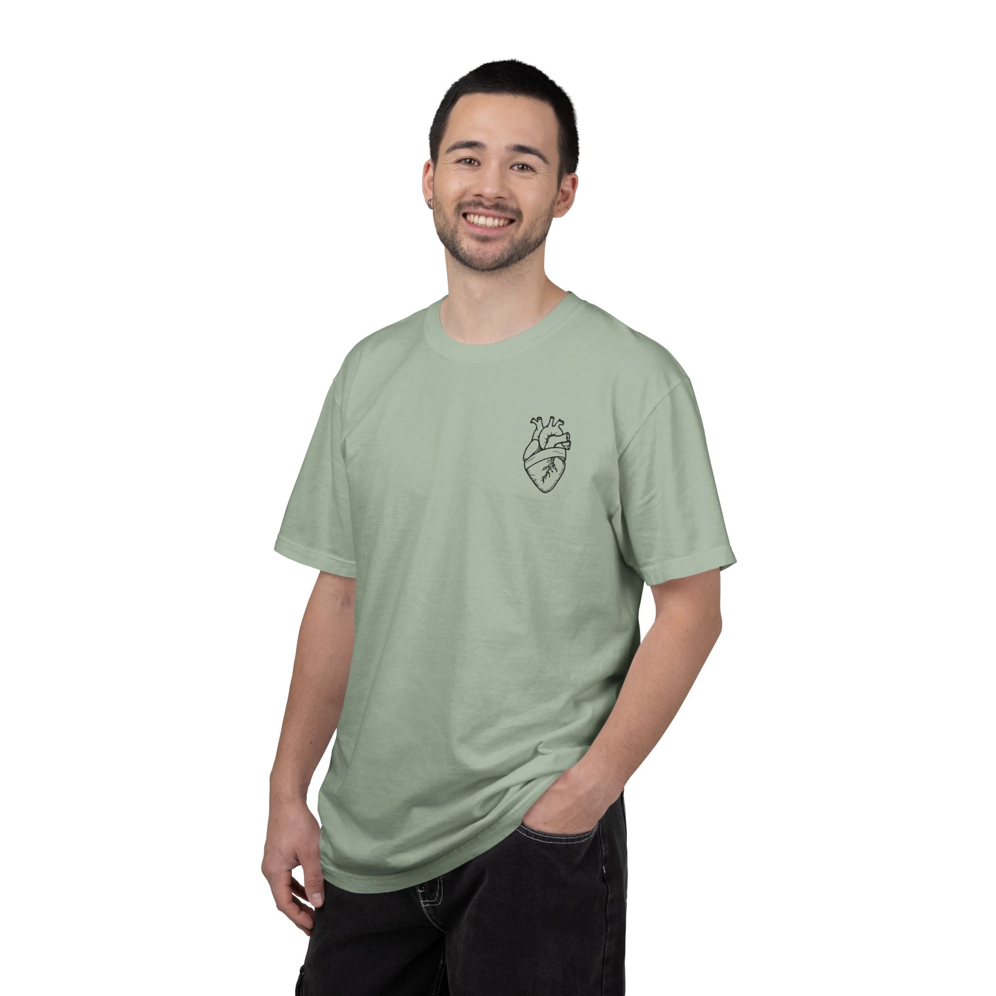 Anatomical Heart Chest Tee — Minimalist Tattoo-Inspired Graphic T-Shirt