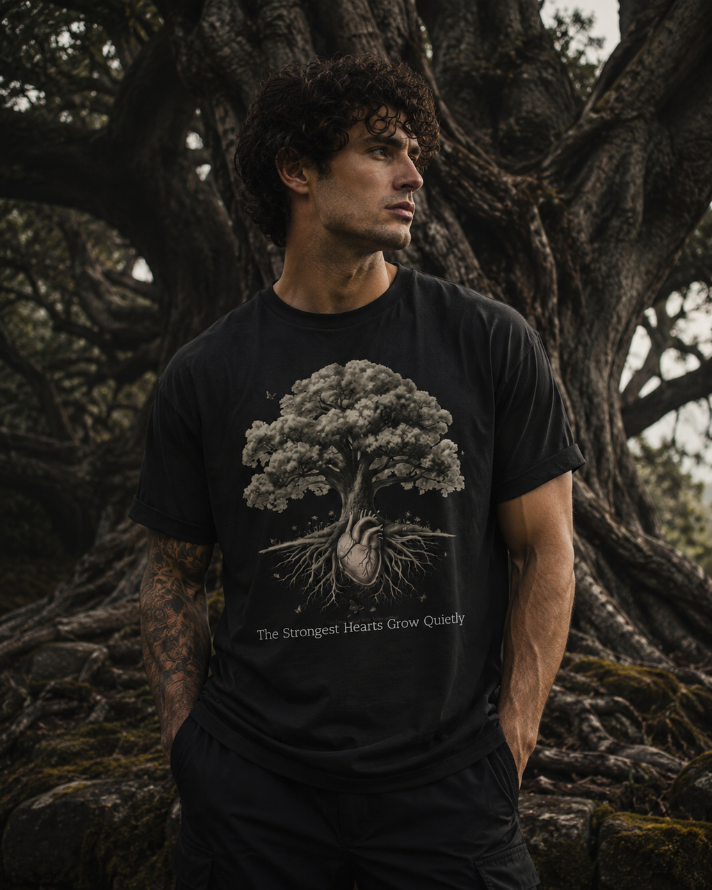 Tree of Strength Tee — "The Strongest Hearts Grow Quietly" Cotton T-Shirt
