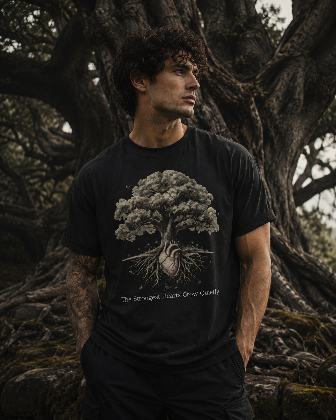 Tree of Strength Tee — "The Strongest Hearts Grow Quietly" Cotton T-Shirt