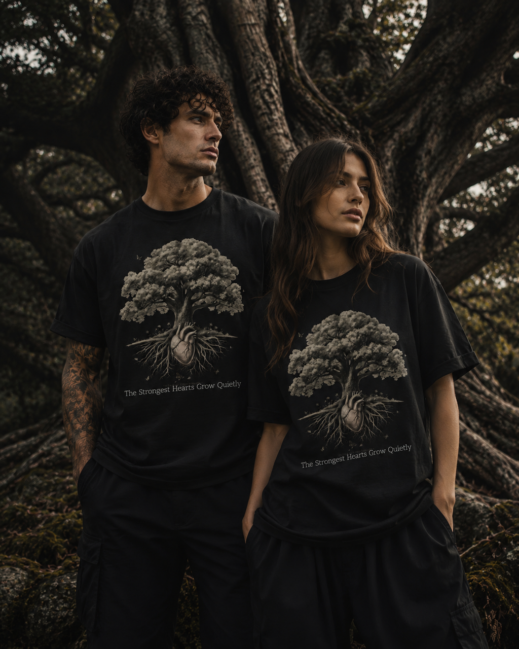 Tree of Strength Tee — "The Strongest Hearts Grow Quietly" Cotton T-Shirt