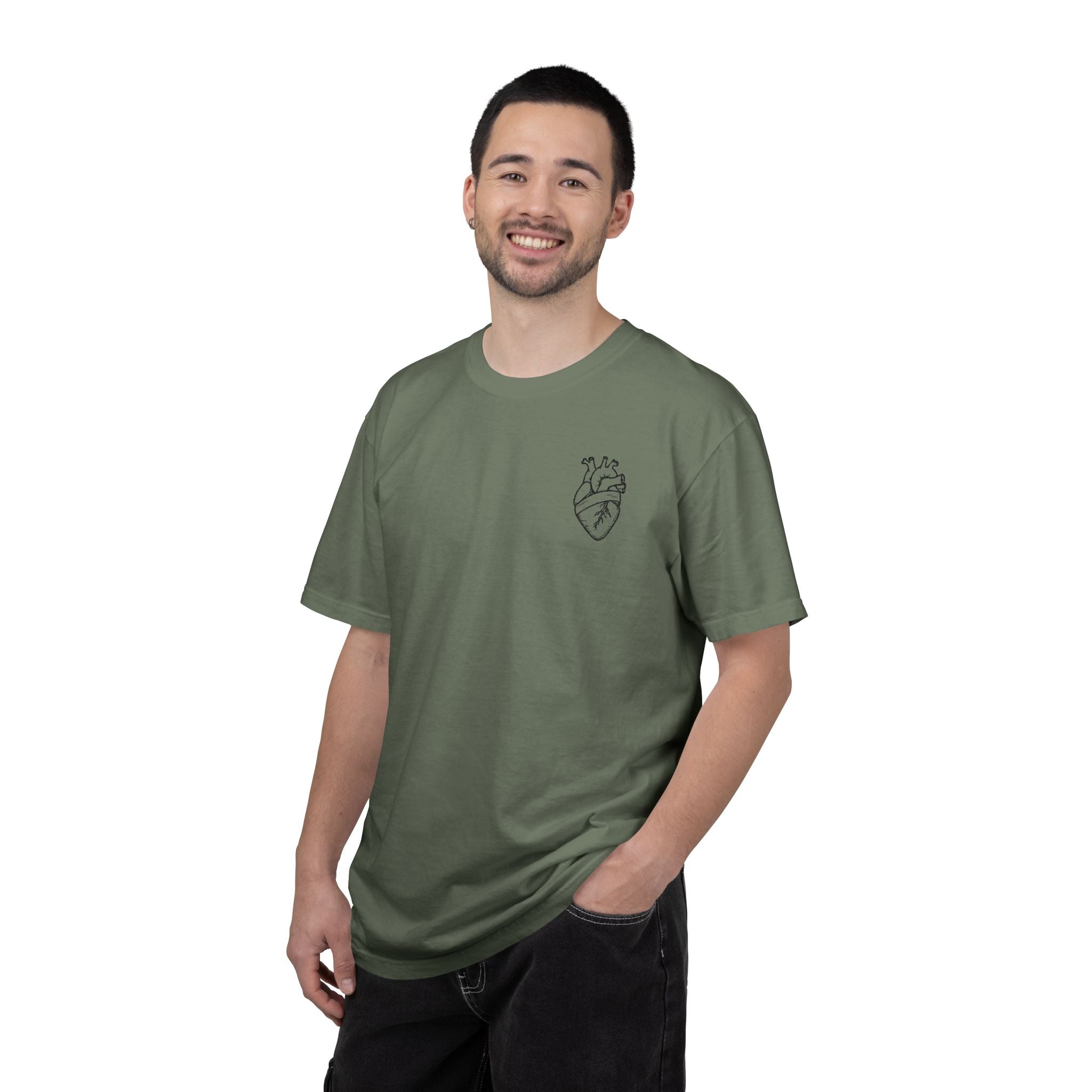 Anatomical Heart Chest Tee — Minimalist Tattoo-Inspired Graphic T-Shirt