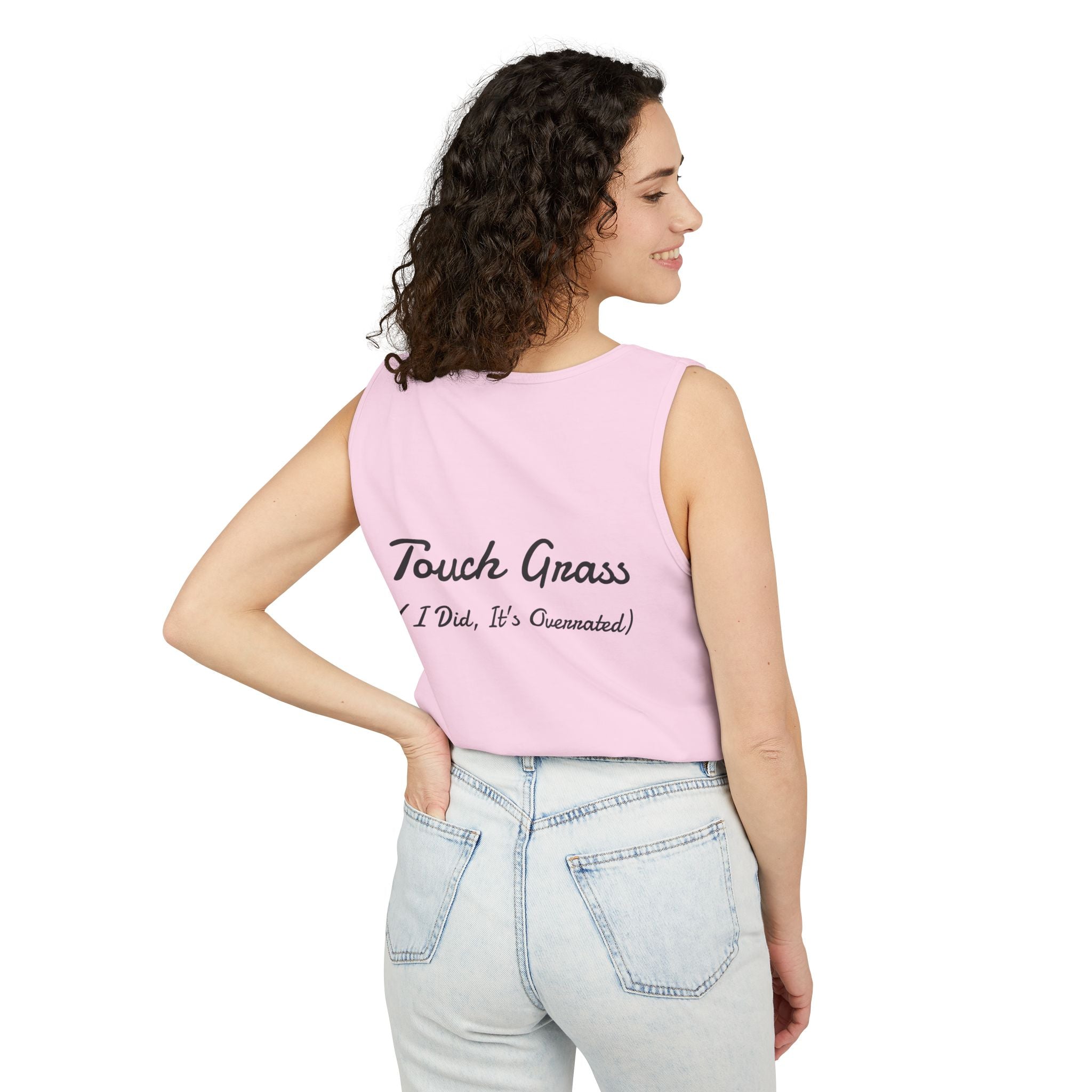 Tank Top — 'Touch Grass (I Did, It's Overrated)' Cute Streetwear Graphic