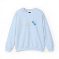 Light blue sweatshirt with embroidered design on a white background