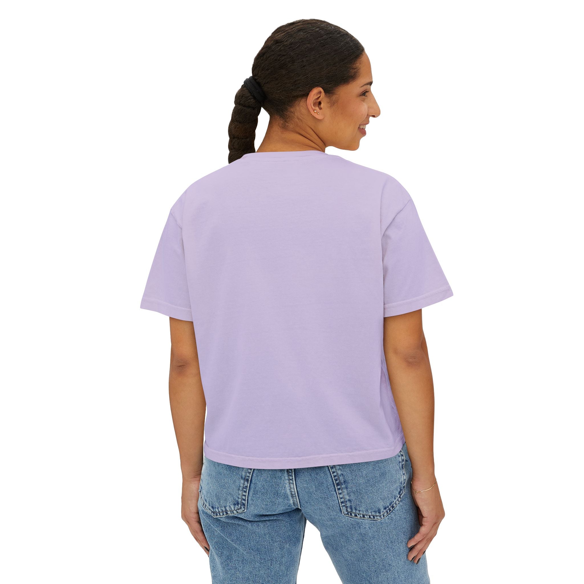 Minimalist Women's Boxy Tee — Vertical Line Geometric Graphic