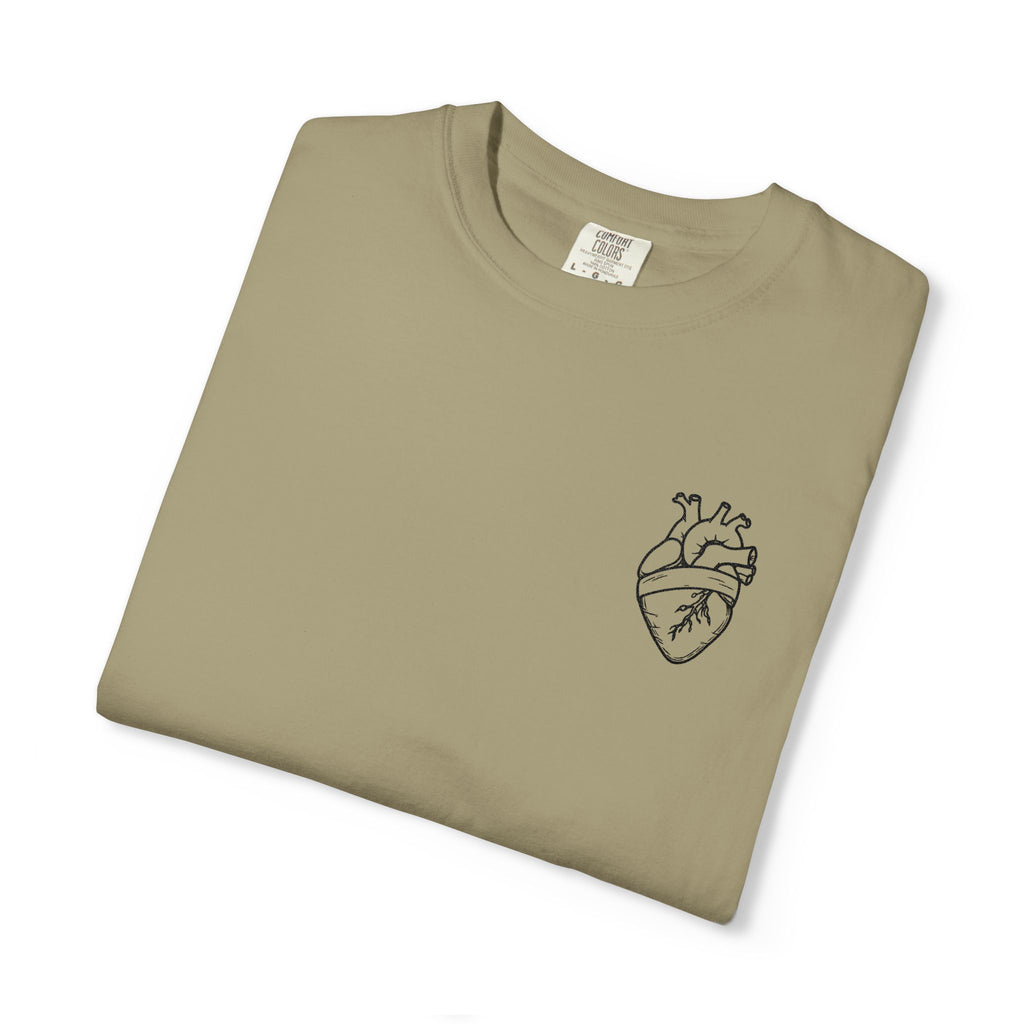 Anatomical Heart Chest Tee — Minimalist Tattoo-Inspired Graphic T-Shirt