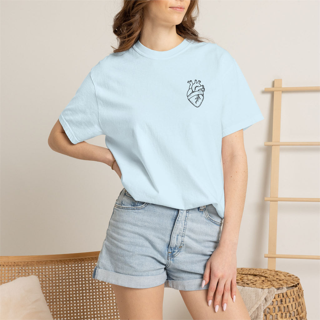 Anatomical Heart Chest Tee — Minimalist Tattoo-Inspired Graphic T-Shirt