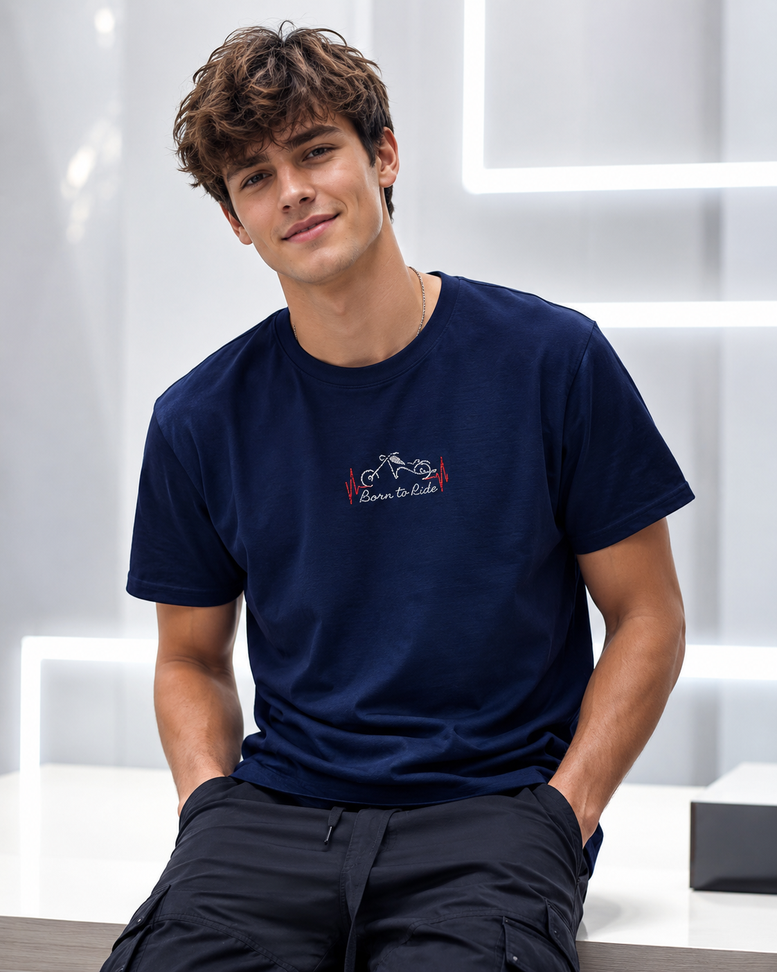 Born to Ride Embroidered Bike Tee